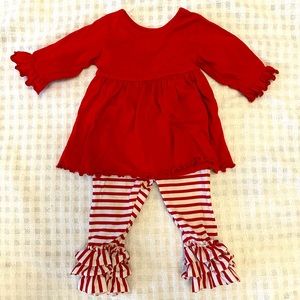 Two Piece Ruffled Pants and matching Shirt